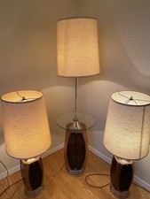 Lawrin Lamps Mid-Century Modern Walnut With Very Rare Floor Lamp. Complete Set picture