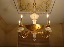 33” Vintage Original Van Teal Stacked Lucite hanging chandelier ceiling fixture picture