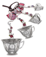 WBOT Tea Time teacup teapot color Measuring Spoon nesting set Ganz er73117 picture