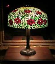 Antique HANDEL Poinsettia Leaded Glass Table Lamp Duffner Tiffany Era DBL Signed picture