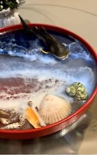 Ooak art hand made Sea tray, Gifts, Present, Art Decor. coffee tray With a cup picture