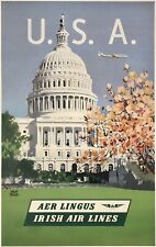 Original Vintage Poster USA AER LINGUS IRISH AIR LINES Airline Travel Tourism OL picture
