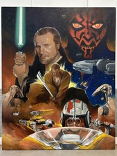 🔥 Vintage 1999 STAR WARS Episode I PHANTOM Menace DARTH MAUL Oil Painting, WOW picture