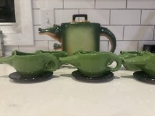 ORIGINAL Signed John Groth Alligator Teapot With 6 Cups And 3 Saucers picture