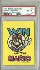 1989 Topps Nintendo Game Tips Sticker #18 Win With Mario PSA 6 (Pop 2) HOT 🔥🔥 picture