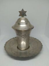 Silver Judaica Kiddush cup covered top Iraqi Jewish community tradition Handmade picture