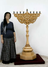 HUGE 6 ft HANUKKAH MENORAH Jewish Lamp Wood Handcrafted Synagogue Temple Judaica picture