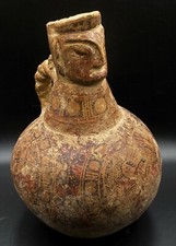 Ancient Kushan Terracotta Painted Human Face Anthropomorphic Spout Water Vessel picture