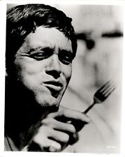 GA167 Original Photo MAN CHEWING FOOD Holding Fork Utensil Camping Meal Eating picture