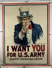 I WANT YOU FOR US ARMY Linen Orig War Poster WW1 30x40 Please Read Description picture