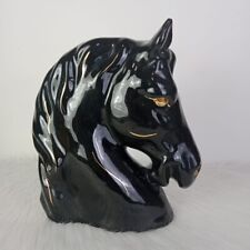 Antique Glazed Ceramic Black Horse Head Bust That My Grandparents Had #X2 picture