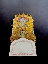 1 VTG 1800’s Xmas Greeting Card Extraordinary Gold Embossed Masterpiece, Foldout picture