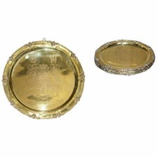 1 OF 4 KING GEORGE AUGUSEUE FREDERICK ARMS GILT STERLING SILVER PLATED TRAYS picture