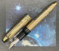 MONTBLANC MEISTERSTÜCK SOLITAIRE CHEVRON 149 FOUNTAIN PEN IN 18K 750 SOLID GOLD picture