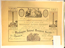 #402,Washington National Monument Society Membership Certif. 1852 Signed X Rare picture