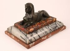 Antique Grand Tour Egyptian Revival Bronze Model of a Sphinx on Tiered Marble picture