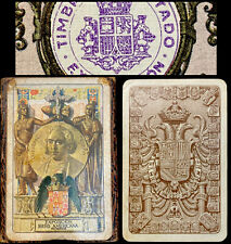 1929 Spanish Naipes Antique Playing Cards Historic Exhibition Deck & Tax Stamp picture