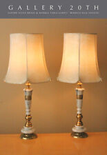 STUNNING PAIR OF ASIAN REGENCY MARBLE & BRASS TABLE LAMPS ORIENTAL VTG COOPER picture
