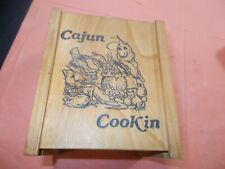 VTG 1970's CAJUN COOKING WOODEN RECIPES IN WOOD CARVED BOX 20 RECIPIES picture