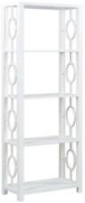 Etagere Oval Fretwork Ghost White Gray Undertone Acacia Wood 4-Shelves picture