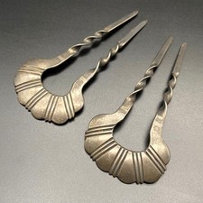 Vintage Navajo Kenneth Begay Native Handmade Sterling Silver Hair Pin Pair picture