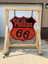 RARE ORIGINAL Vintage PHILLIPS 66 Double Sided PORCELAIN NEON Sign Gas Oil OLD picture