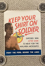Original RARE WWII Malaria Awareness Army Poster 14x17” picture