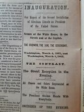 Civil War Newspapers- Lincoln's 2nd Inauguration, Complete Details of the Day picture