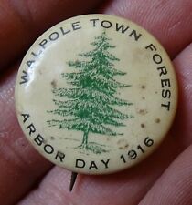 Walpole Town Forest Arbor Day 1916 Whitehead Hoag Pinback Button Massachusetts  picture