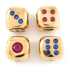 Fine Jewelry Dice Gambling Casino Synthetic Red Ruby Synthetic Blue Spinel 750RG picture