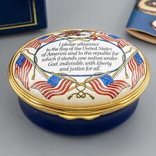 Halcyon Days Enamels Trinket Box, Pledge of Allegiance, America, Stars & Stripes picture