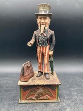 Antique Original 1886 Shepard Hardware Uncle Sam Mechanical Coin Bank picture
