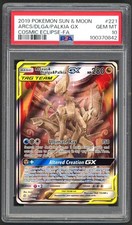 Pokemon Card - PSA 10 Acres & Dialga & Palkia GX 221/236 - Cosmic Eclipse GEM MT picture