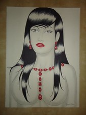 ORIGINAL PAINTING ENTITLED ''WOMAN WITH RED RUBIES'' BY COMIC ARTIST JAMES CHEN picture