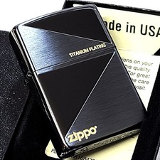 Zippo Gunmetal Black Titanium Logo Lighter, Geometric Design picture