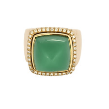FRED - Sugar Loaf - Yellow Gold and Diamond Ring, Chrysoprase Cabochon in picture