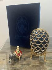Faberge Blue Imperial Pine Cone Egg With Elephant Trinket Box In Original Box picture