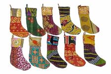 50 Pc Lot Indian Vintage Recycled Cotton Kantha Christmas Stockings Hangers Gift picture