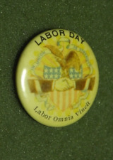 Vintage Whitehead & Hoag Button Lapel Pin Back 1898 Labor Day Labor Omnia Vincit picture