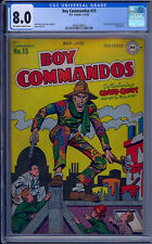 CGC 8.0 BOY COMMANDOS #15 1ST APPEARANCE CRAZY QUILT JACK KIRBY OW/WHITE PAGES picture