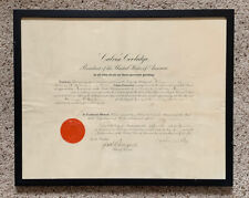 Calvin Coolidge 1925 President Signed - Marshal Appointee: Stillman E. Woodman picture