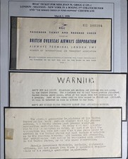 British Overseas Airways BOAC Passenger Ticket & Baggage Check picture