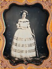 Beautiful Lady Dressed For Springtime Festival 1/4 Plate Daguerreotype H249 picture