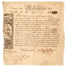 1775 PAUL REVERE Engraved MA Bond Signed JOSEPH LEE Boston Tea Party Participant picture