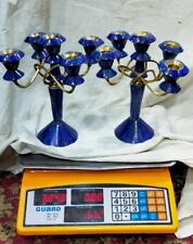 High Hands Crafted stunning genuine Lapis Lazuli Mosaic Candelabra Afghanis picture