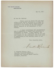 Franklin D Roosevelt White House Letter 150th Star Spangled Banner 250th America picture
