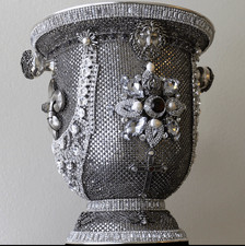 Elegant, One-of-a-Kind Champagne Bucket Encrusted w/Crystals & Sterling Silver picture