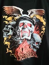 80's 3D EMBLEM Burning Skulls Harley shirt vintage licensed Easyriders Large NEW picture