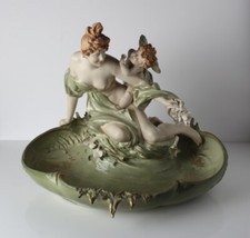 Austrian RStK Turn Teplitz Amphora Porcelain Figural Centerpiece Bowl nude c1900 picture