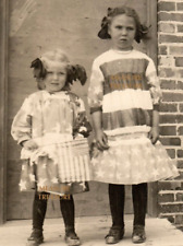 C.1910 WOW RPPC GIRLS PATRIOTIC US FLAG DRESSES JULY 4TH STAR PHOTO Postcard P40 picture